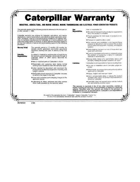 caterpillar warranty requirements